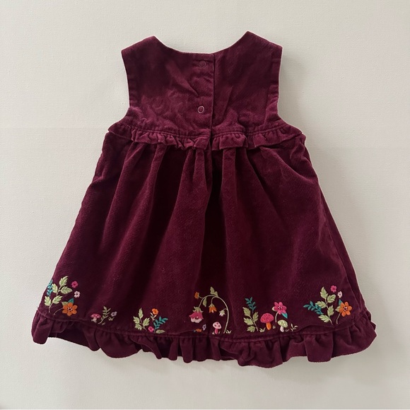Gymboree 6-12 Months Baby Girl Burgundy Dress Floral Cardigan Set Outfit - Picture 4 of 6